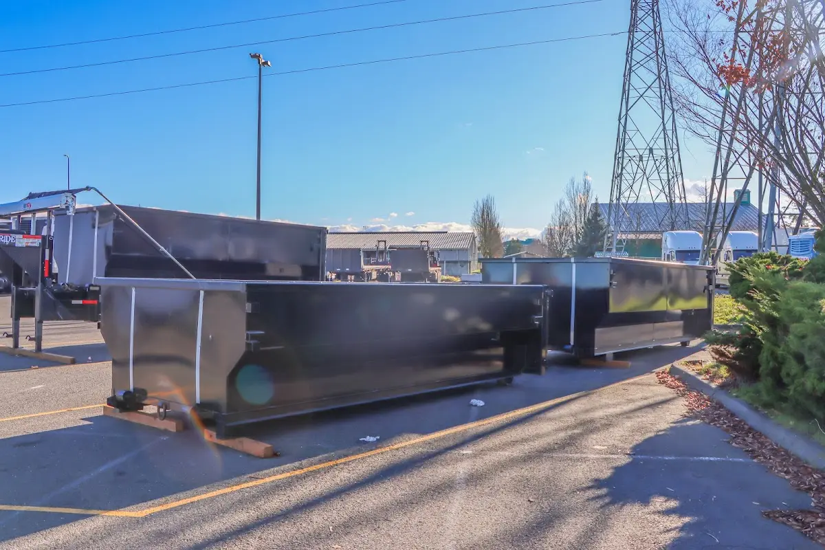 Roll-off dumpster ready for waste disposal at job site for Construction Dumpster Rental in Lower Macungie